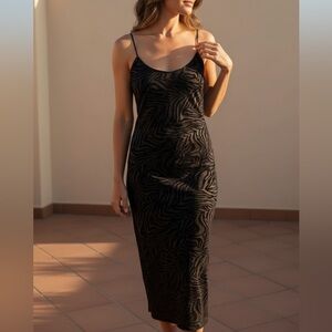 Black Velvet Zebra Print Dress